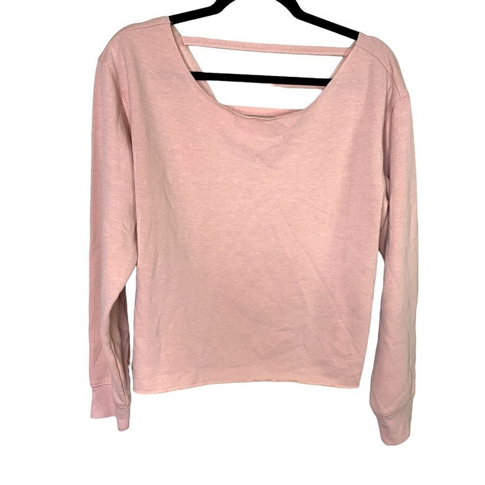 Flirtitude small pink blush long sleeve crop sweatshirt fleece lined (A1)